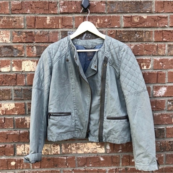 GAP Green Quilted Moto Jacket medium - Picture 1 of 7